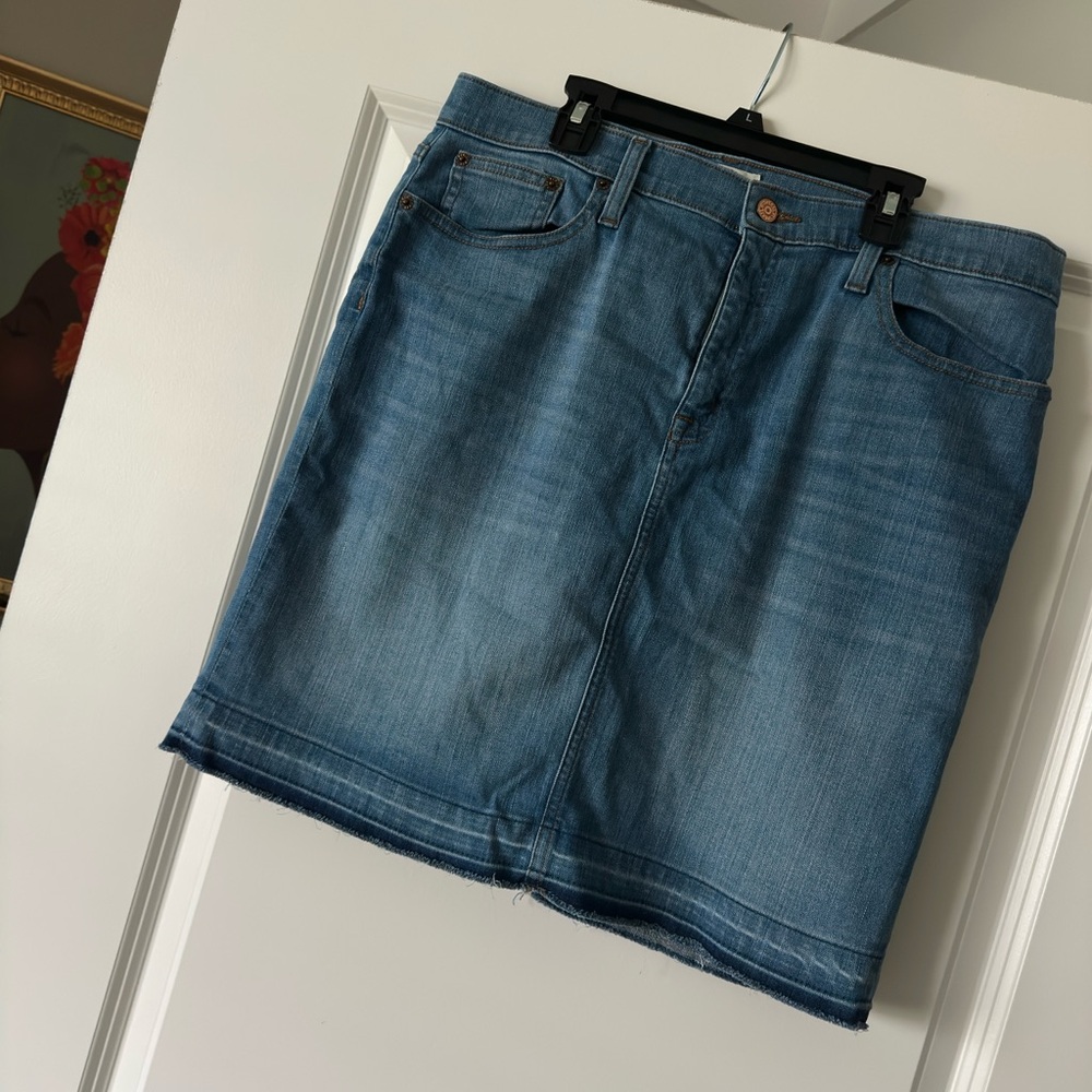 J. Crew Blue denim above knee Pencil Skirt